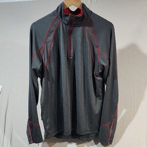 REI Airflyte Gray and‎ Red Lightweight Quarter Zip Shirt Jacket Mens Large